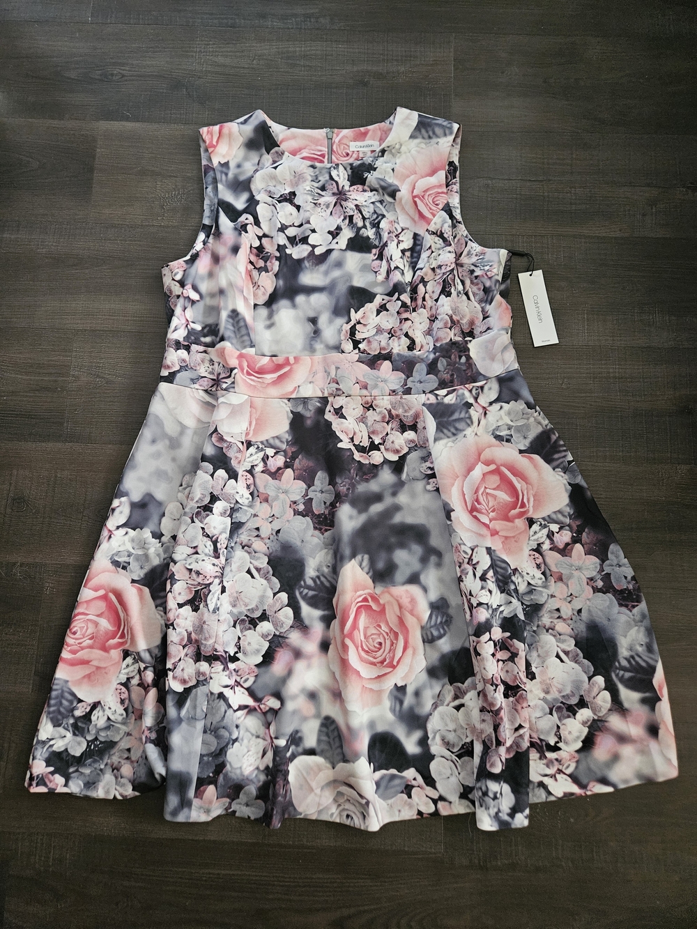 Calvin Klein Plus Size Sleeveless Floral Print Fit-and-Flare Dress